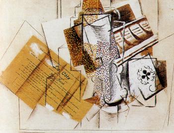 Pablo Picasso : still life with glass and card game